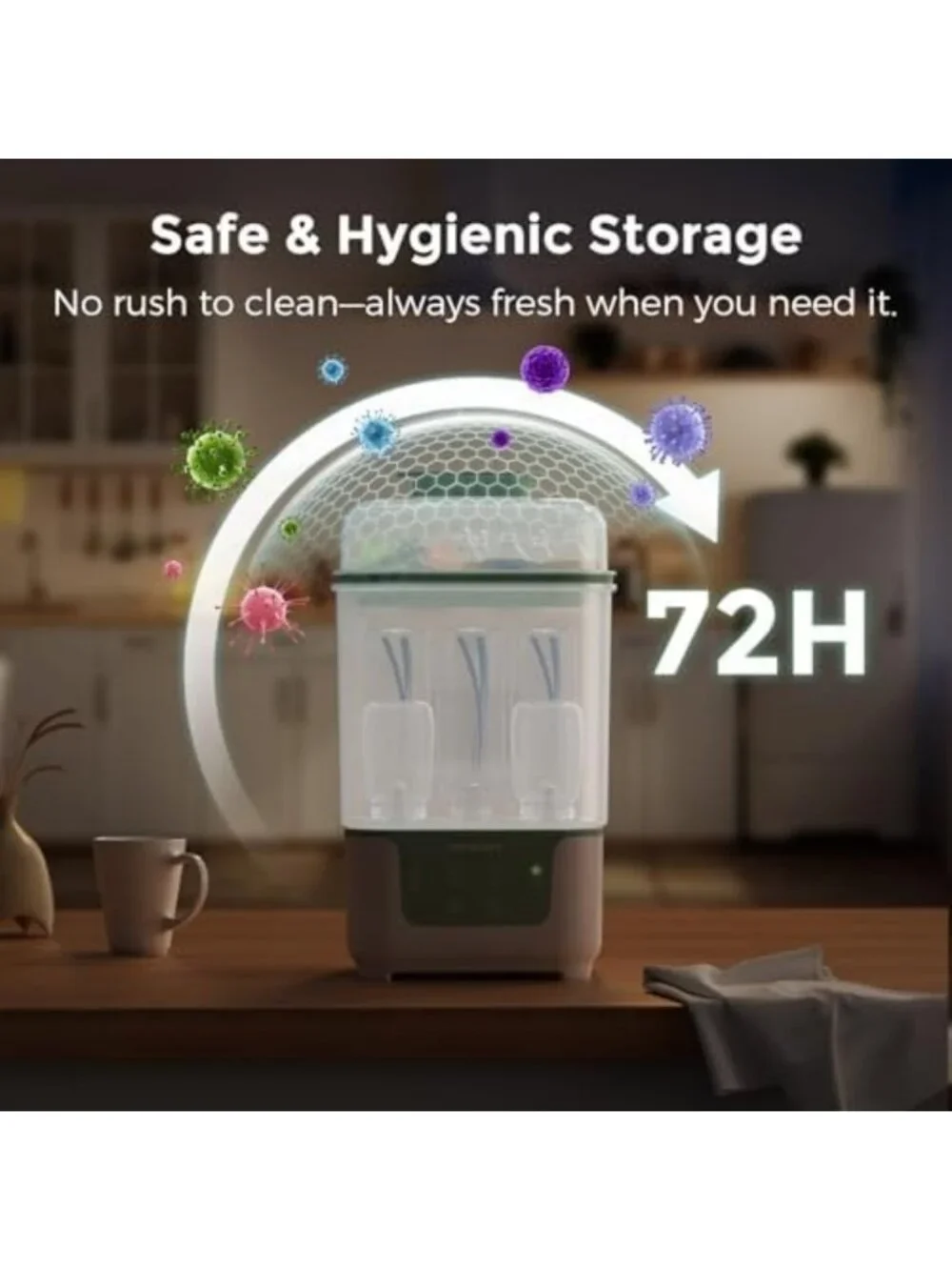 4-in-1 Compact Bottle Sterilizer & Dryer | Modular Nesting Design for Easy Use